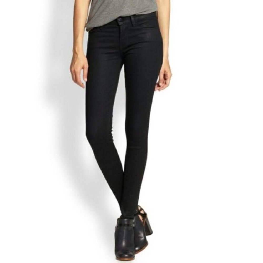 J Brand Super Skinny Coated Jeans Black 24